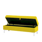 Velvet Storage Bench with Wooden Frame - 500lbs Capacity, Silver Metal Feet, Modern Style, Living Room/Bedroom