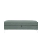 Velvet Storage Bench with Wooden Frame - 500lbs Capacity, Silver Metal Feet, Modern Style, Living Room/Bedroom