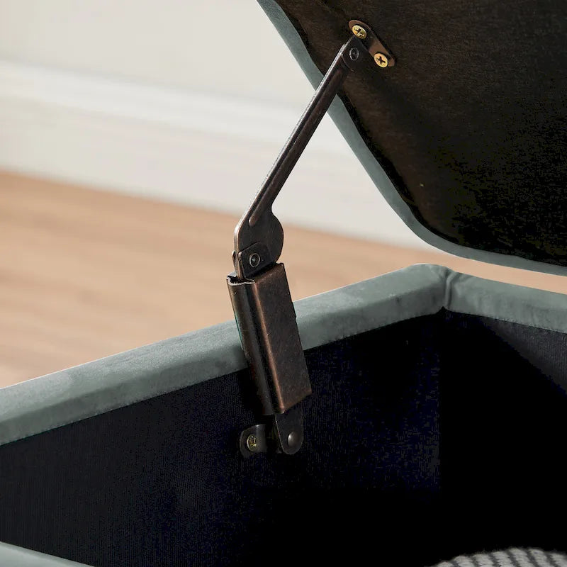 Velvet Storage Bench with Wooden Frame - 500lbs Capacity, Silver Metal Feet, Modern Style, Living Room/Bedroom