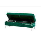 Velvet Storage Bench with Wooden Frame - 500lbs Capacity, Silver Metal Feet, Modern Style, Living Room/Bedroom