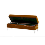 Velvet Storage Bench with Wooden Frame - 500lbs Capacity, Silver Metal Feet, Modern Style, Living Room/Bedroom
