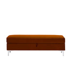Velvet Storage Bench with Wooden Frame - 500lbs Capacity, Silver Metal Feet, Modern Style, Living Room/Bedroom