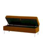 Velvet Storage Bench with Wooden Frame - 500lbs Capacity, Silver Metal Feet, Modern Style, Living Room/Bedroom