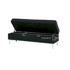 Velvet Storage Bench with Wooden Frame - 500lbs Capacity, Silver Metal Feet, Modern Style, Living Room/Bedroom