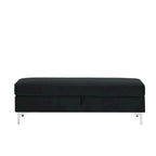 Velvet Storage Bench with Wooden Frame - 500lbs Capacity, Silver Metal Feet, Modern Style, Living Room/Bedroom