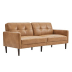 Mid-Century Sofa Couch Set Button Tufted Back Linen Upholstery Solid Wood Legs Living Room Furniture