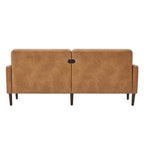 Mid-Century Sofa Couch Set Button Tufted Back Linen Upholstery Solid Wood Legs Living Room Furniture