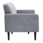 Mid-Century Sofa Couch Set Button Tufted Back Linen Upholstery Solid Wood Legs Living Room Furniture