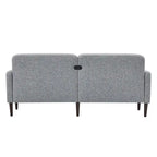 Mid-Century Sofa Couch Set Button Tufted Back Linen Upholstery Solid Wood Legs Living Room Furniture