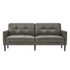 Mid-Century Sofa Couch Set Button Tufted Back Linen Upholstery Solid Wood Legs Living Room Furniture