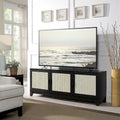63" Modern Cane Media Cabinet - 3 Soft-Close Doors with 6 Compartments - TV Console for 55" TVs with Cable Management