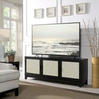 63" Modern Cane Media Cabinet - 3 Soft-Close Doors with 6 Compartments - TV Console for 55" TVs with Cable Management
