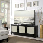 63" Modern Cane Media Cabinet - 3 Soft-Close Doors with 6 Compartments - TV Console for 55" TVs with Cable Management