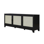 63" Modern Cane Media Cabinet - 3 Soft-Close Doors with 6 Compartments - TV Console for 55" TVs with Cable Management