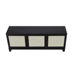 63" Modern Cane Media Cabinet - 3 Soft-Close Doors with 6 Compartments - TV Console for 55" TVs with Cable Management