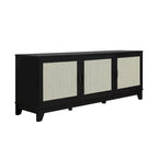 63" Modern Cane Media Cabinet - 3 Soft-Close Doors with 6 Compartments - TV Console for 55" TVs with Cable Management