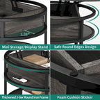 31.5" Round Lift Top Coffee Table - Adjustable Height, Hidden Storage, Shelf, Farmhouse Style