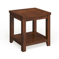 24" End Table with Shelf - Solid Wood & Veneer, Dark Cherry Finish, 50lbs Capacity, Transitional Style