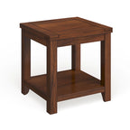 24" End Table with Shelf - Solid Wood & Veneer, Dark Cherry Finish, 50lbs Capacity, Transitional Style