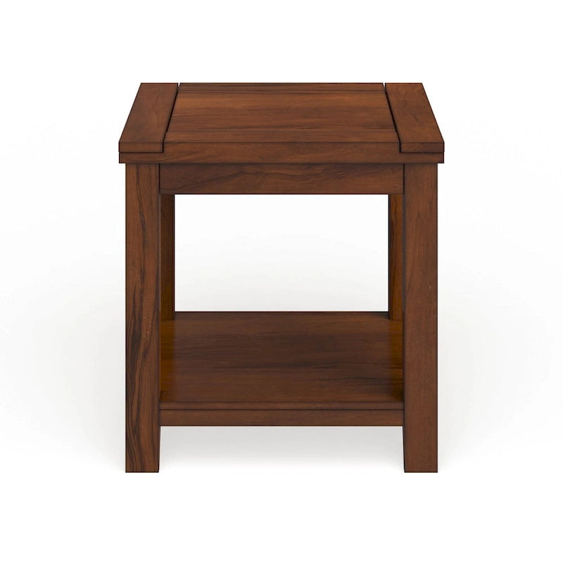 24" End Table with Shelf - Solid Wood & Veneer, Dark Cherry Finish, 50lbs Capacity, Transitional Style