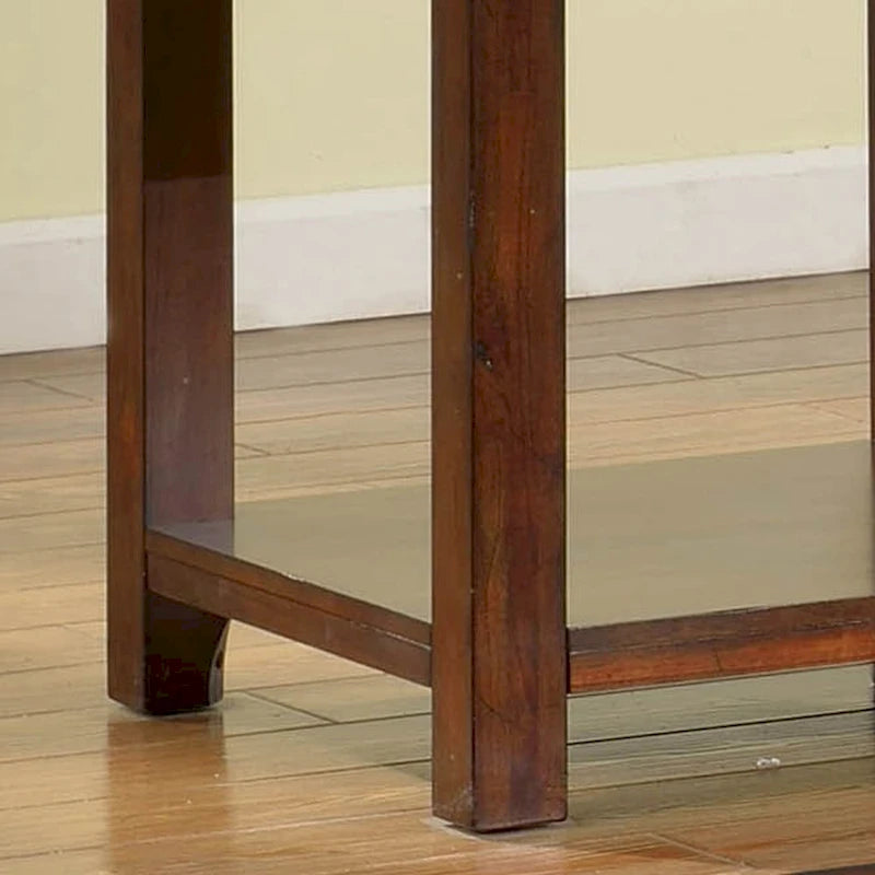 24" End Table with Shelf - Solid Wood & Veneer, Dark Cherry Finish, 50lbs Capacity, Transitional Style