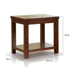 24" End Table with Shelf - Solid Wood & Veneer, Dark Cherry Finish, 50lbs Capacity, Transitional Style
