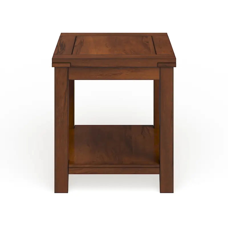 24" End Table with Shelf - Solid Wood & Veneer, Dark Cherry Finish, 50lbs Capacity, Transitional Style