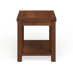 24" End Table with Shelf - Solid Wood & Veneer, Dark Cherry Finish, 50lbs Capacity, Transitional Style