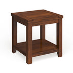 24" End Table with Shelf - Solid Wood & Veneer, Dark Cherry Finish, 50lbs Capacity, Transitional Style