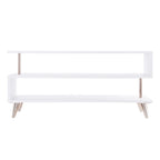 39.5" Low Profile Media TV Stand for up to 41" TVs - White & Champagne Metal Frame - 3 Open Shelves Contemporary