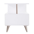 39.5" Low Profile Media TV Stand for up to 41" TVs - White & Champagne Metal Frame - 3 Open Shelves Contemporary