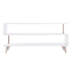39.5" Low Profile Media TV Stand for up to 41" TVs - White & Champagne Metal Frame - 3 Open Shelves Contemporary