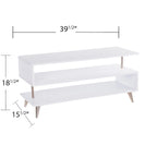 39.5" Low Profile Media TV Stand for up to 41" TVs - White & Champagne Metal Frame - 3 Open Shelves Contemporary