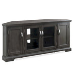 57" Corner TV Stand for up to 60" TVs - Hardwood with Tempered Glass Doors - Adjustable Shelves & Enclosed Storage