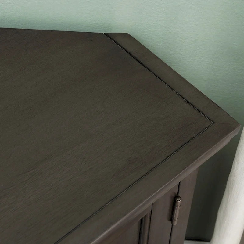 57" Corner TV Stand for up to 60" TVs - Hardwood with Tempered Glass Doors - Adjustable Shelves & Enclosed Storage