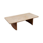 Sagebrook Home Elegant Acacia and Travertine Coffee Table for Modern Living