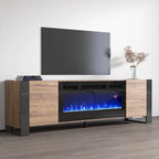 77" Electric Fireplace TV Stand for up to 85" TVs - 40" Fireplace Insert with Remote - High Gloss Contemporary