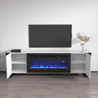 77" Electric Fireplace TV Stand for up to 85" TVs - 40" Fireplace Insert with Remote - High Gloss Contemporary
