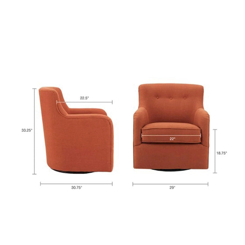 360-Degree Swivel Arm Chair - Button Tufted, Polyester Linen Blend, 300 lbs Capacity, Blue/Orange