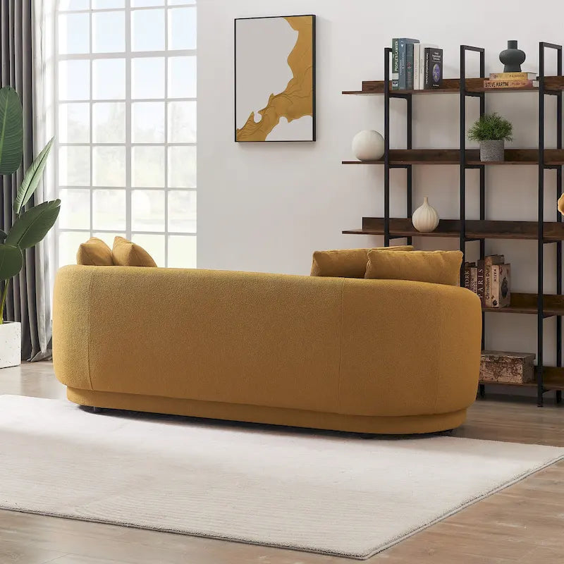 Japandi Style Curved Sofa - French Boucle Fabric with High-Density Foam - Modern Luxury Designer Couch with Removable Legs