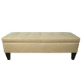 56" Storage Bench Ottoman with Button-Tufted Top - Polyester Fabric, Wooden Legs, Espresso Finish, 3 Color Options