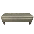 56" Storage Bench Ottoman with Button-Tufted Top - Polyester Fabric, Wooden Legs, Espresso Finish, 3 Color Options