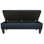 56" Storage Bench Ottoman with Button-Tufted Top - Polyester Fabric, Wooden Legs, Espresso Finish, 3 Color Options
