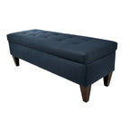 56" Storage Bench Ottoman with Button-Tufted Top - Polyester Fabric, Wooden Legs, Espresso Finish, 3 Color Options