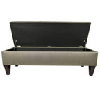56" Storage Bench Ottoman with Button-Tufted Top - Polyester Fabric, Wooden Legs, Espresso Finish, 3 Color Options