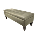 56" Storage Bench Ottoman with Button-Tufted Top - Polyester Fabric, Wooden Legs, Espresso Finish, 3 Color Options
