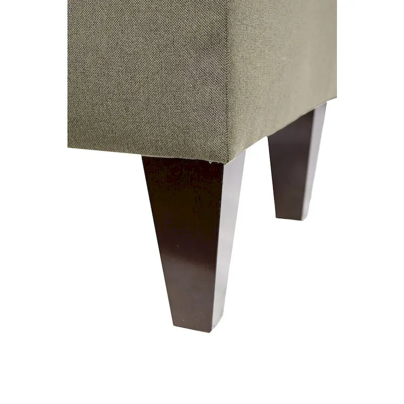 56" Storage Bench Ottoman with Button-Tufted Top - Polyester Fabric, Wooden Legs, Espresso Finish, 3 Color Options