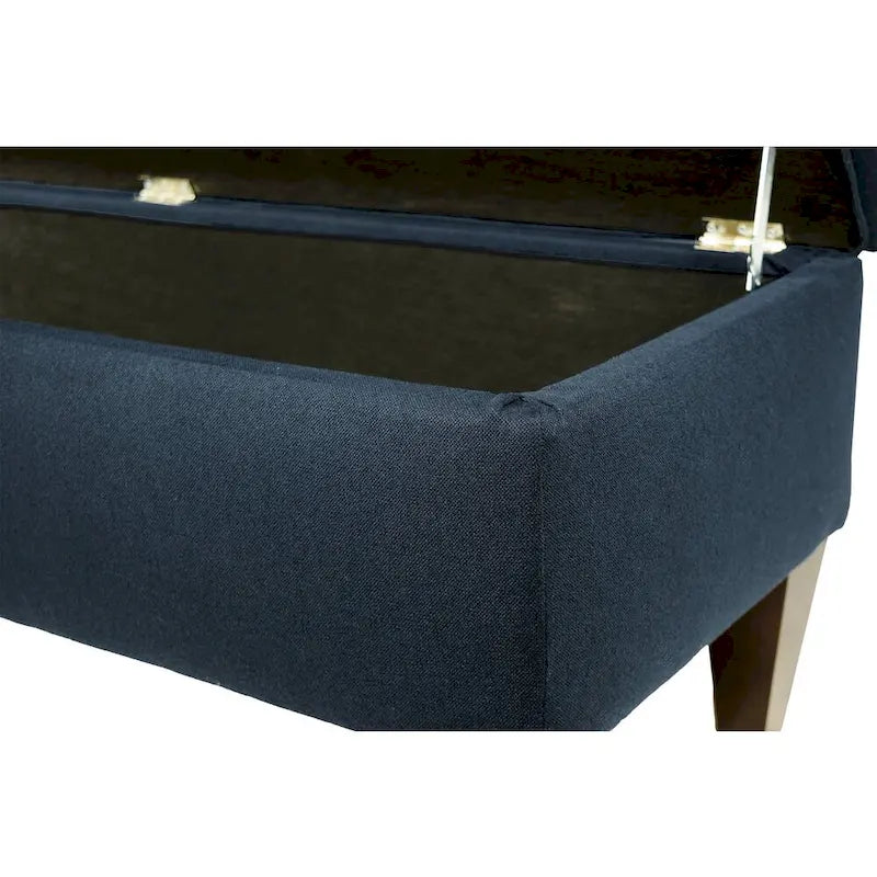56" Storage Bench Ottoman with Button-Tufted Top - Polyester Fabric, Wooden Legs, Espresso Finish, 3 Color Options