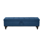 59" Storage Bench with Button-Tufted Seat - Cotton Linen, Solid Wood Legs, 500lbs Capacity, Bedroom/Entryway