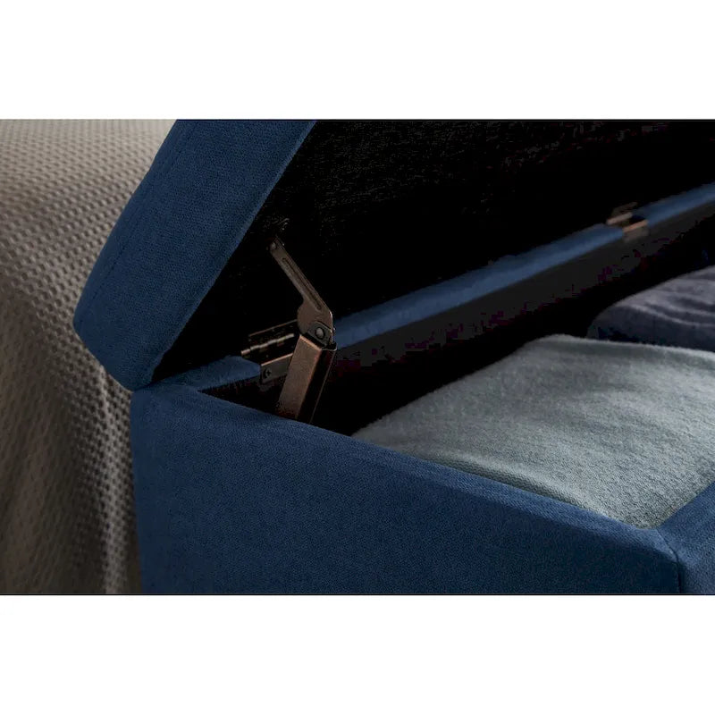 59" Storage Bench with Button-Tufted Seat - Cotton Linen, Solid Wood Legs, 500lbs Capacity, Bedroom/Entryway